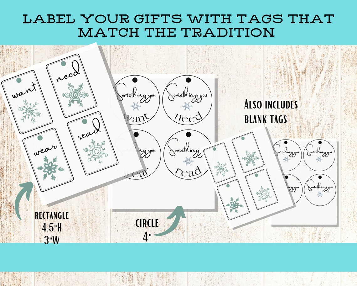 4 Gift Rule Christmas Printable / Printable Christmas List / Holiday ...