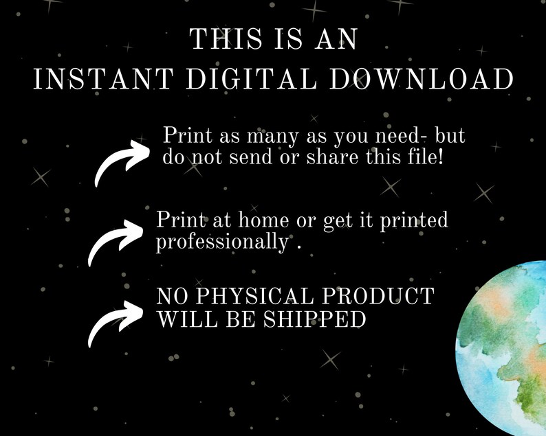 Printable Kids Wall Art / Space Stars and / Space Etsy