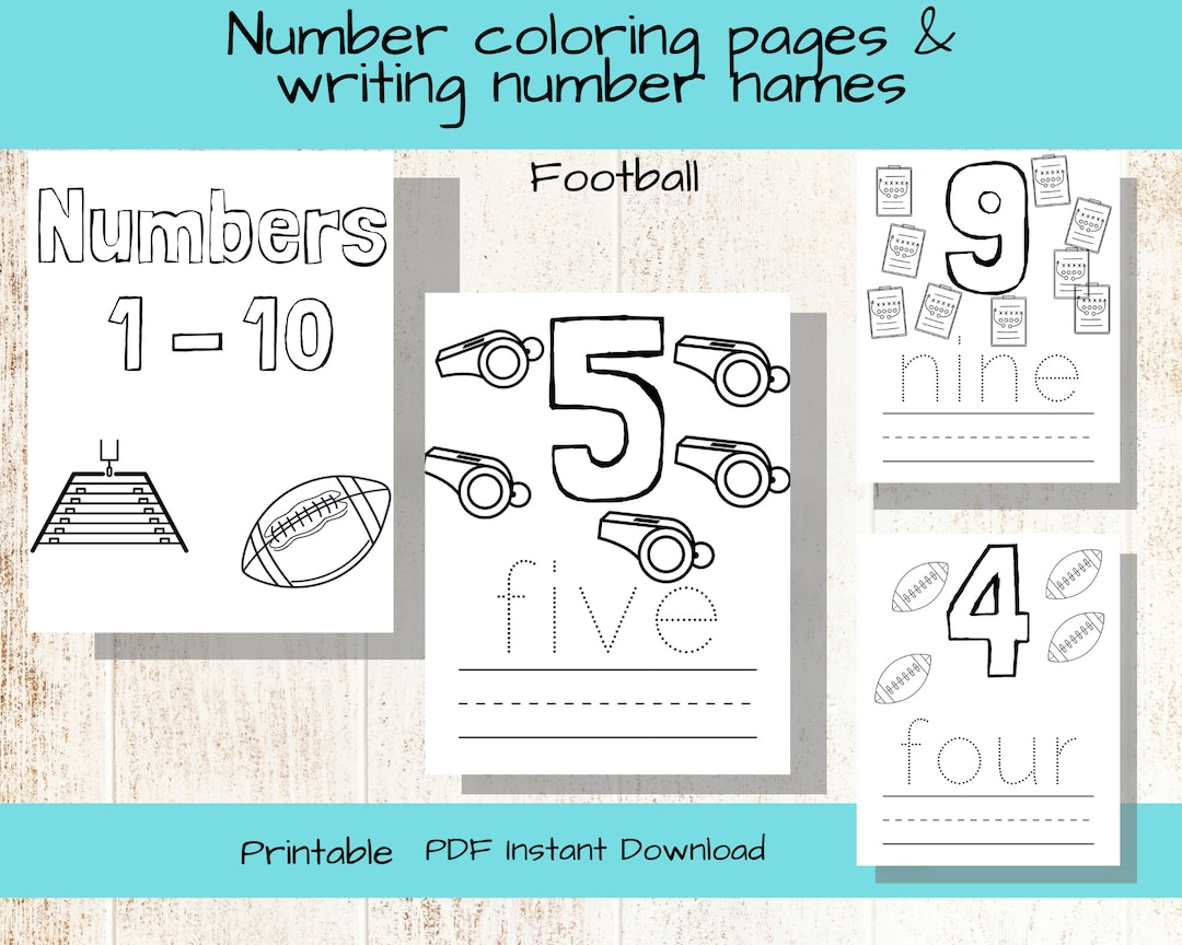 Number Coloring Pages/ Number Worksheet / Football Theme /kids - Etsy