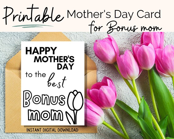 Printable Mother's Day Card / Kids Coloring Card / Bonus - Etsy