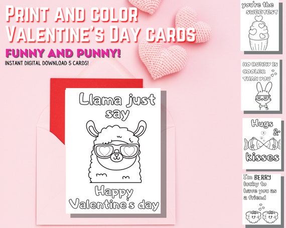 Printable Valentine's Day Card / Funny Cards / Coloring | Etsy