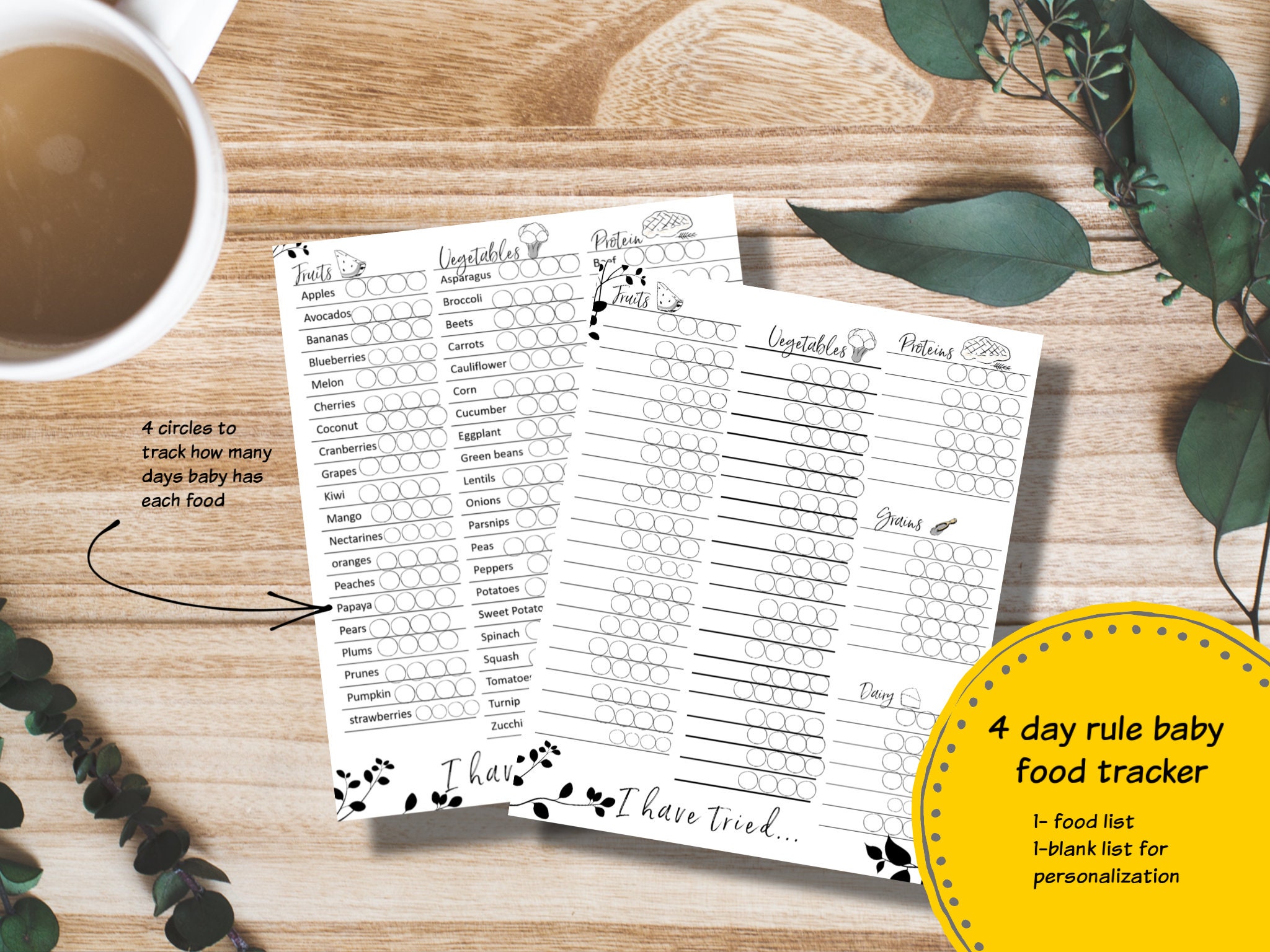 baby-food-tracker-4-day-rule-printable-etsy