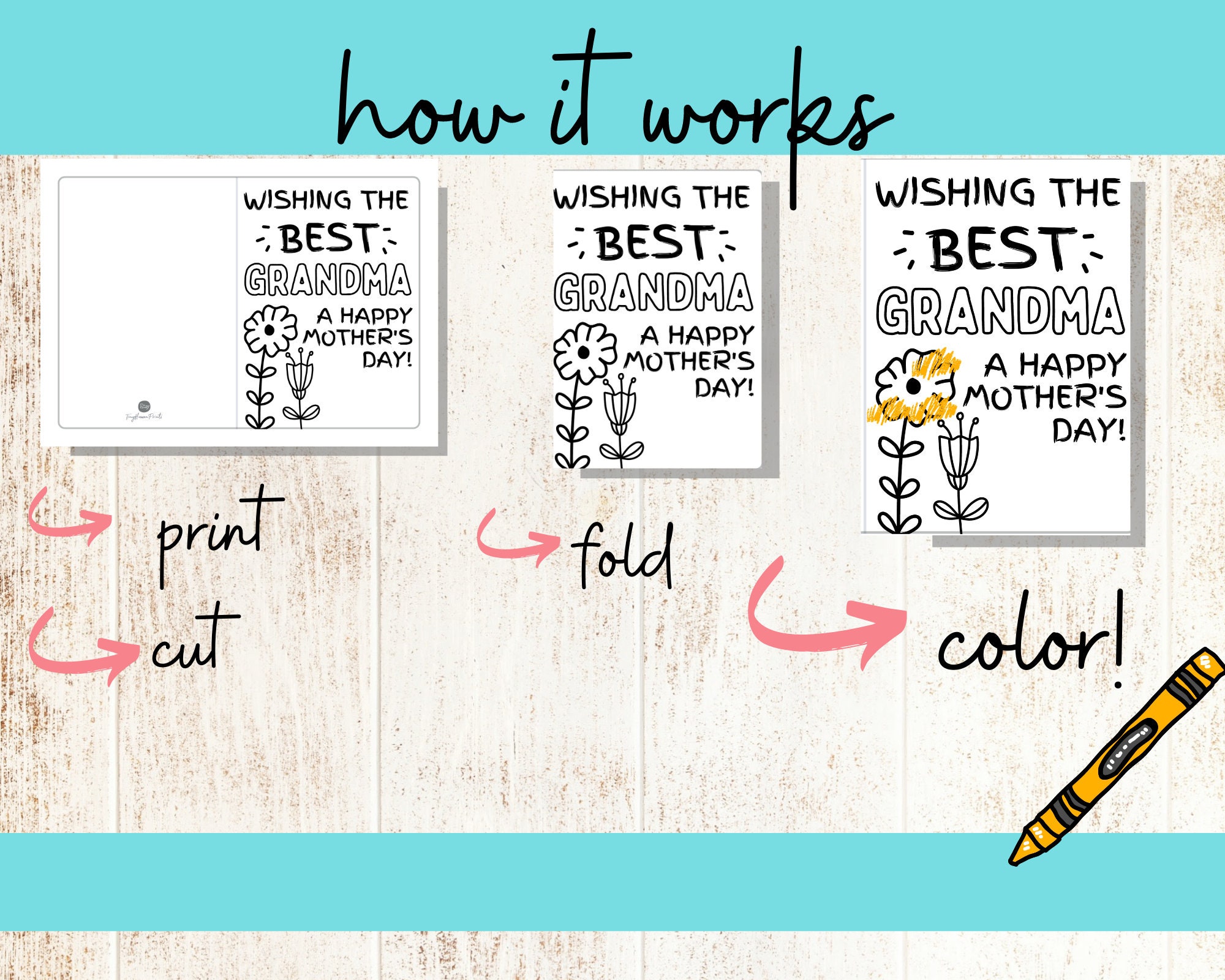 Printable Mother's Day Cards/ for Grandma / Mothers Day Gift for ...