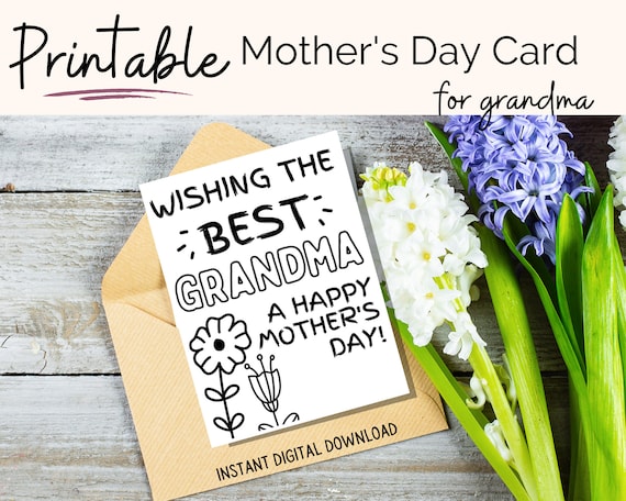 Printable Mother's Day Cards/ for Grandma / Mothers Day | Etsy