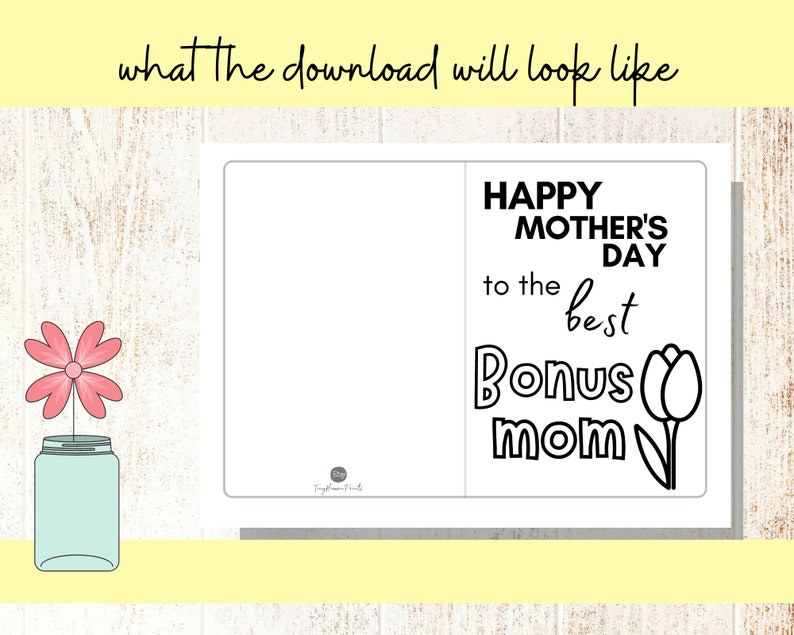 Printable Mother's Day Card / Kids Coloring Card / Bonus - Etsy