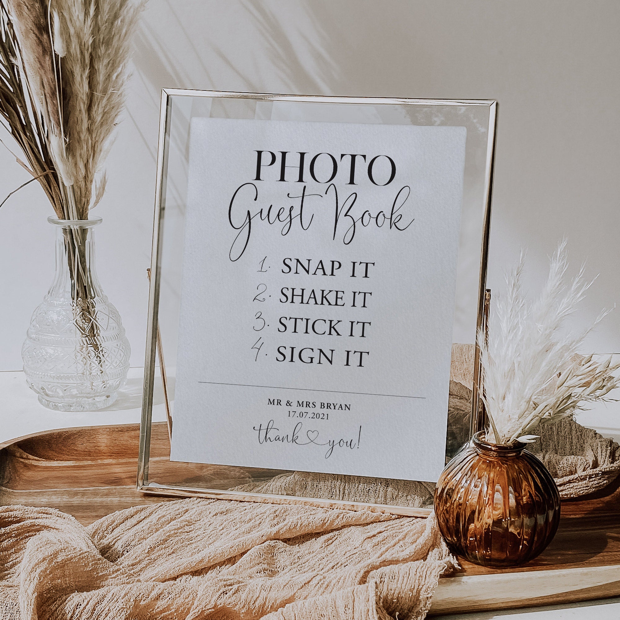 BLAIR Photo Guestbook Sign Printable, Modern Photo Guest Book Sign,  Bohemian Polaroid Guest Book Sign Instant DIY, Boho Wedding Editable DIY 