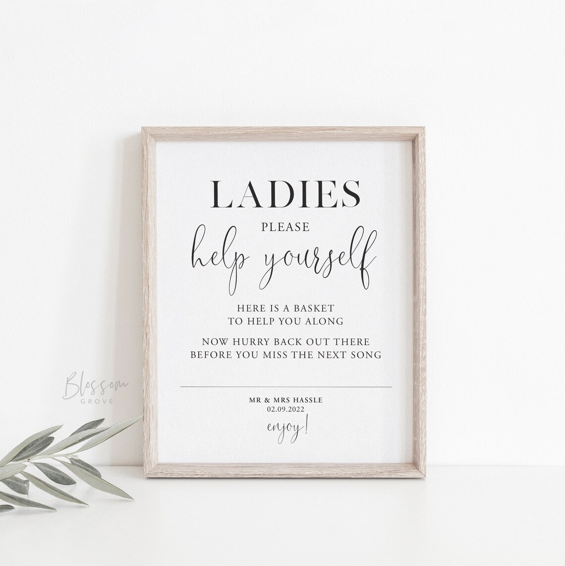 Toileties Sign ELSIE | Personalised - Ladies Toiletries Sign | Unframed Print | A4, A5 ...