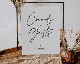 MODERN | Personalised - Cards & Gifts sign | Unframed print | A4, A5, 5x7, 8x10 | Wedding day signs | Wedding reception signs | Table signs