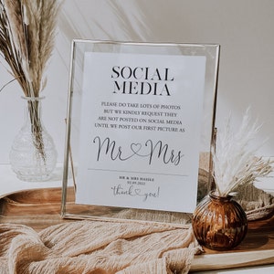 ELSIE | Personalised - Social media sign | Unframed print | A4, A5, 5x7, 8x10 | Wedding day signs | Polite notice sign
