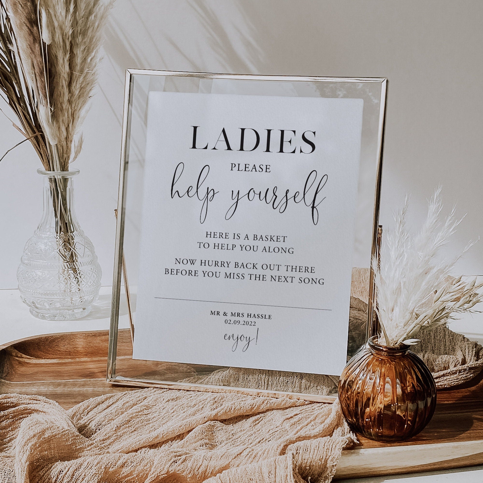 Toileties Sign ELSIE | Personalised - Ladies Toiletries Sign | Unframed Print | A4, A5 ...