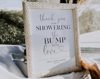 PERSONALISED BABY SHOWER sign | Unframed print | Thank you for showering the bump with love | 7x5 sign | 8x10 sign
