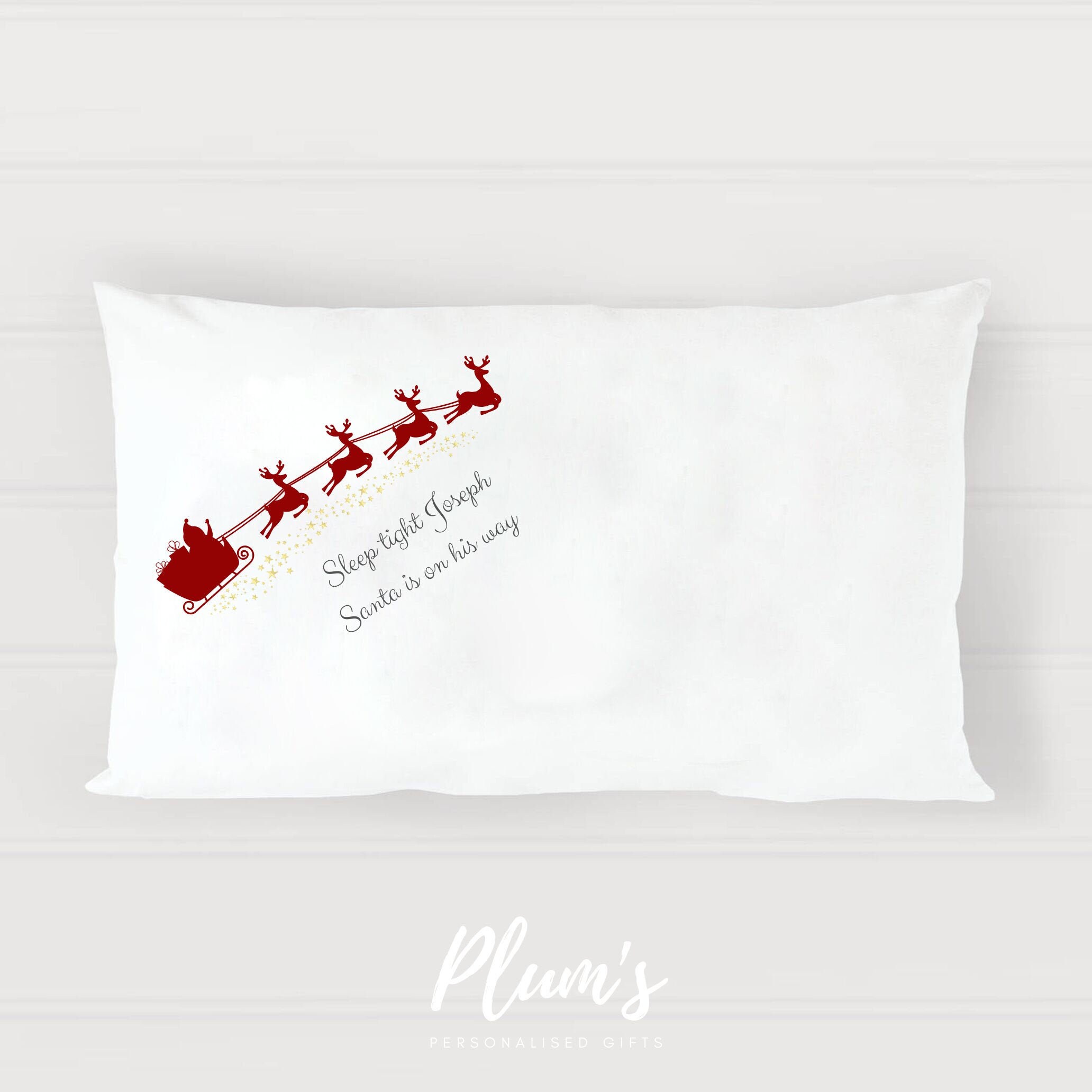Christmas Eve Pillow Case Reindeer Sleigh Santa Etsy