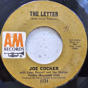Joe Cocker / Leon Russell (e) The Letter / Space Captain Original 1970 US 7" / Crea una fantástica colección de discos de vinilo / Envío gratuito al Reino Unido