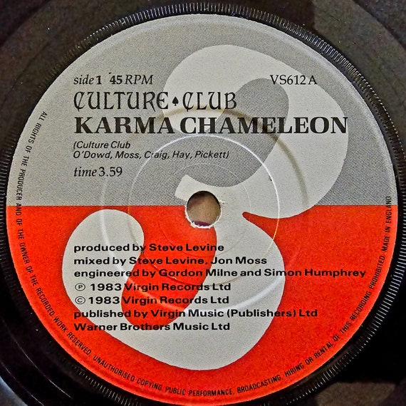 Culture Club / Boy George - Karma Chamelon - Original 1983 UK 7