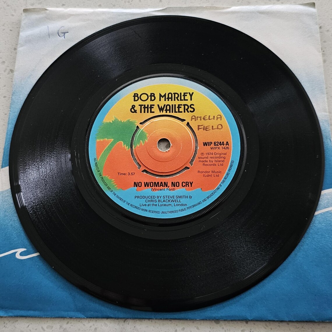 Bob Marley & The Wailers - No Woman No Cry - Original 1974 UK 7" Vinyl Record, foto 3 de 5
