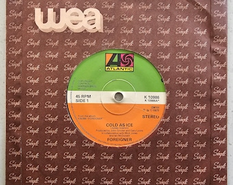 Foreigner - Cold As Ice - Original 1977 - Disque vinyle de rock classique 7 pouces