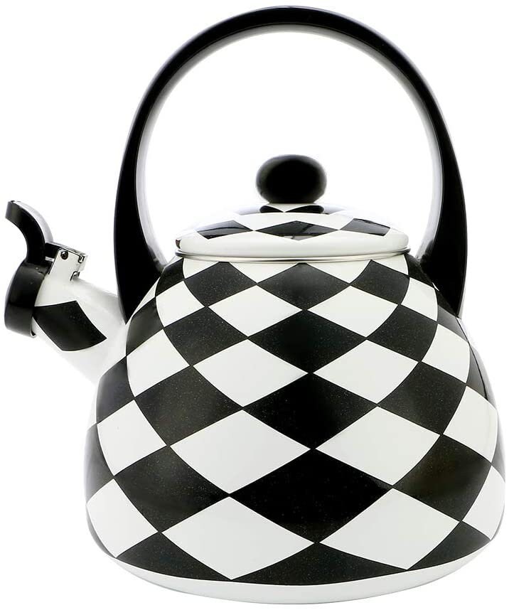 Enameled Black Diamond Check Whistling Kettle