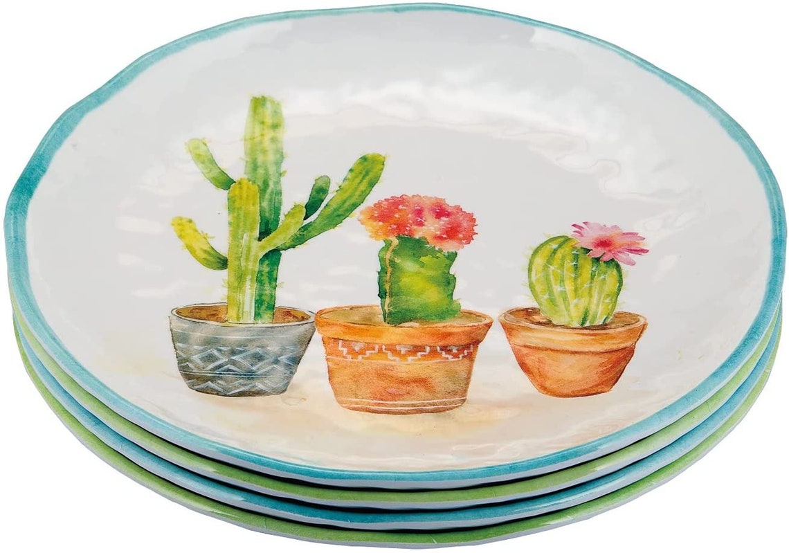 4-piece Cactus Melamine 9 Inch Serving Plates/salad Plates - Etsy