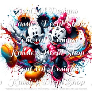 Mickey and Minnie PNG - Cartoon Character, Waterslide, Sublimation, Stickers, Print then Cut - Printable Decals INSTANT DOWNLOAD Set of 5