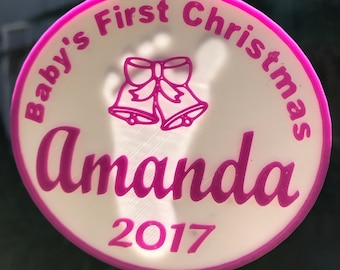 Baby Baby's First Christmas Ornament With Your Childs Footprint 3D Printed Personalized Custom Name Decoration Gifts Stocking Stuffer