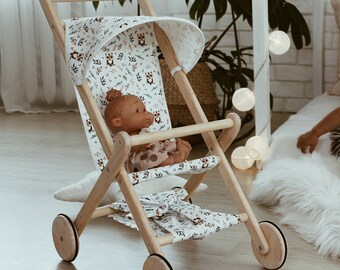 wooden pram stroller