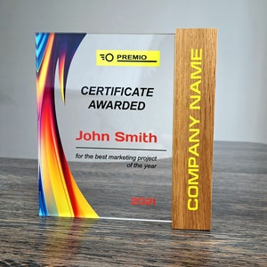 Corporate trophy Wooden Award Plaque for Best Employee Recognition Gift  Award Display Wooden Trophy Engraved