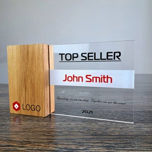 Custom Award Plaques Corporate trophy Wooden Award Plaque for Best Employee Recognition Gift  Award Display Wooden Trophy Engraved