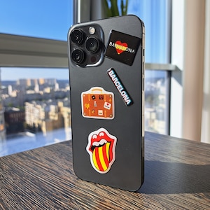 Barcelona Sticker Pack, 3D Stickers, Epoxy Domes Stickers Catalonia Flag, Stickers for Phone