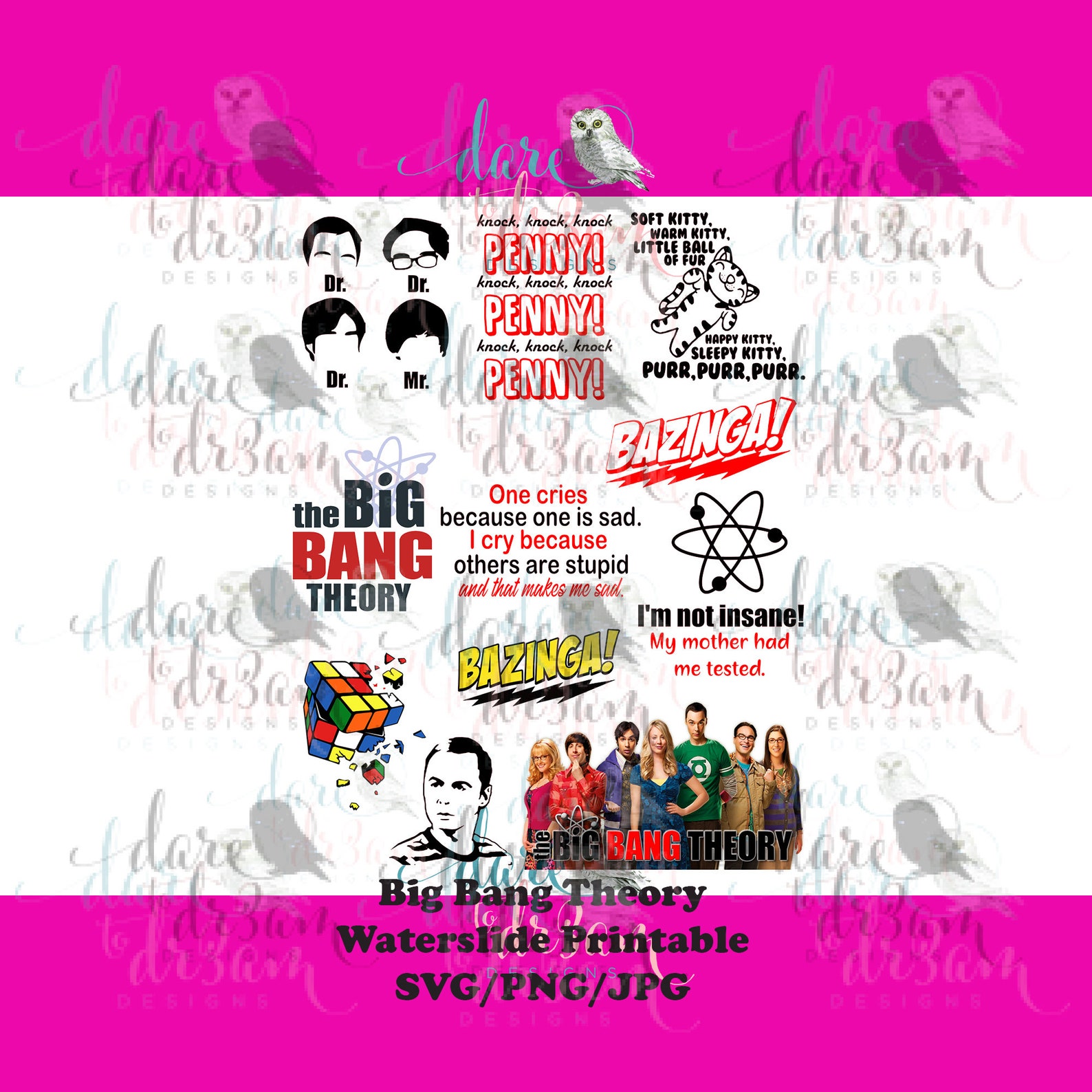 Big Bang Theory Inspired Printable Images/waterslide - Etsy
