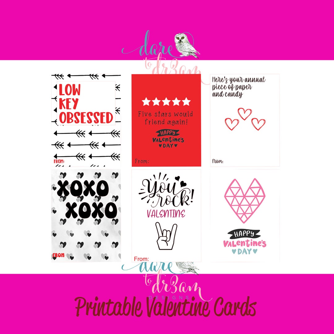 Printable Tween Valentine Cards kids Valentines minimal Valentines sarcastic Valentines Etsy