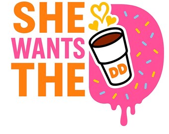 Funny Donut Coffee Clipart: "She Wants the D" SVG PNG (Digital Download)