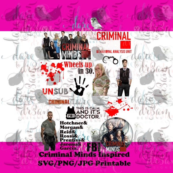 Criminal Minds Inspired Printable Images/Waterslide Images/PNG/JPG/SVG