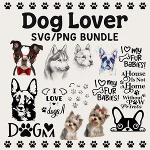 Dog Lover SVG PNG Bundle: Dog Mom Clipart, Fur Baby Quotes image 3