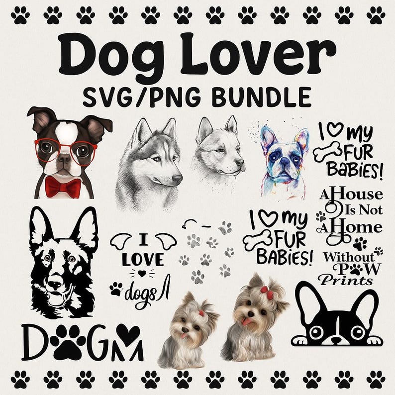 Dog Lover SVG PNG Bundle: Dog Mom Clipart, Fur Baby Quotes image 3