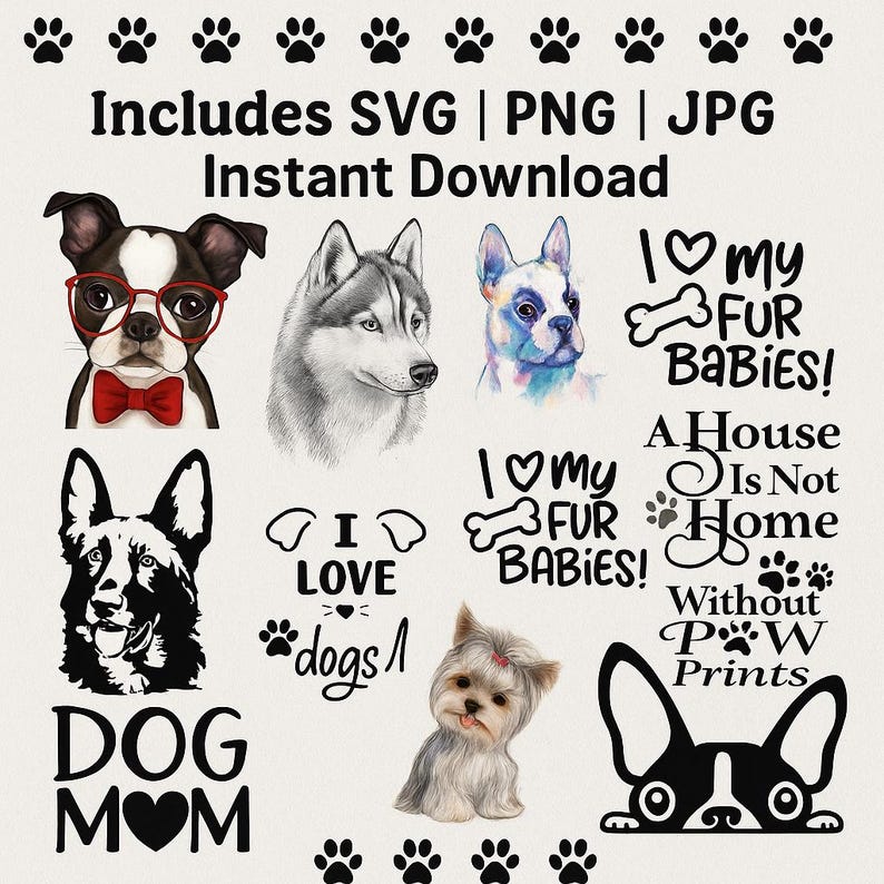 Dog Lover SVG PNG Bundle: Dog Mom Clipart, Fur Baby Quotes image 1