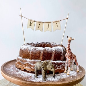 Personalisierter Cake Topper Wimpelkette mit Namen Holz Bild 2