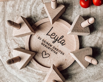 Geburtstagstorte aus Holz Spielküche Holzspielzeug Montessori Personalisiert mit Namen