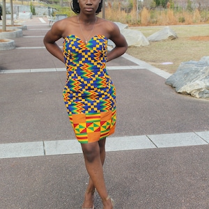 Handmade African Print Dress / Evening Dress / Formal Dress / Pink Kente /  kente print dress Prom dress wedding guest dress