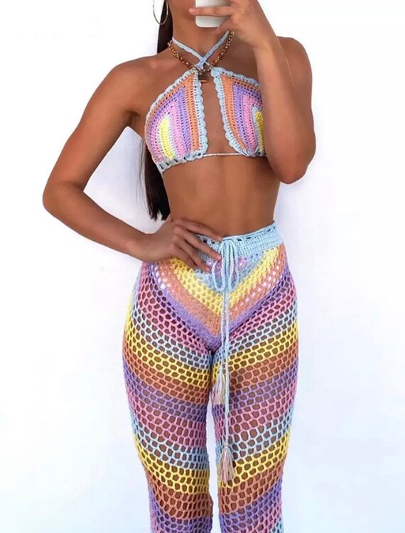 crochet 2 piece pants set