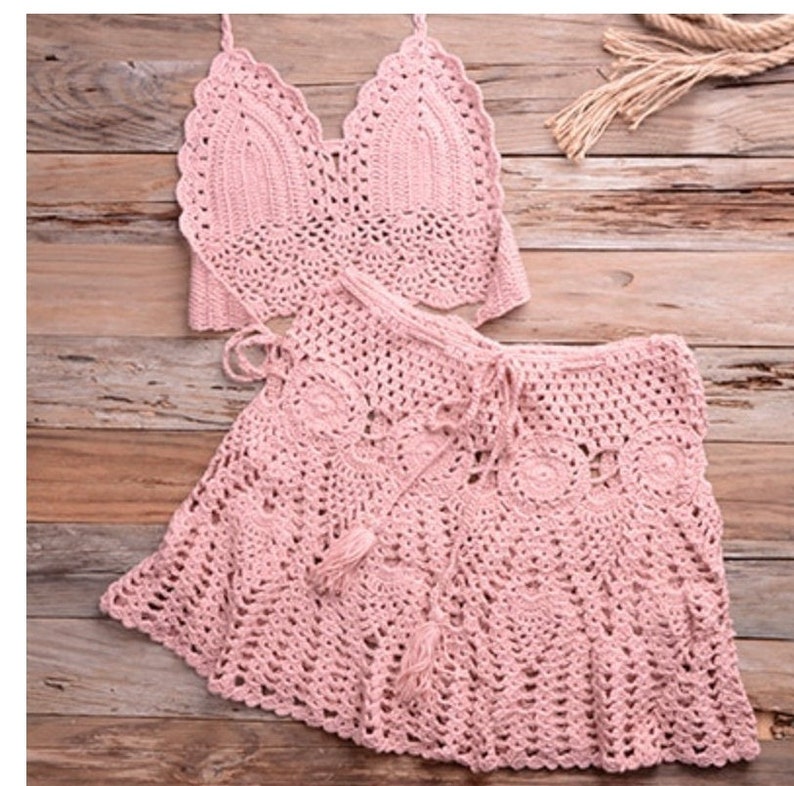 Crochet Swimsuit Outfit / Crochet 2 Piece Set / Crochet Top Etsy