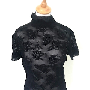 Vintage 90s Y2K Kenzo Lace Mesh Short Sleeve Stretch Top | M