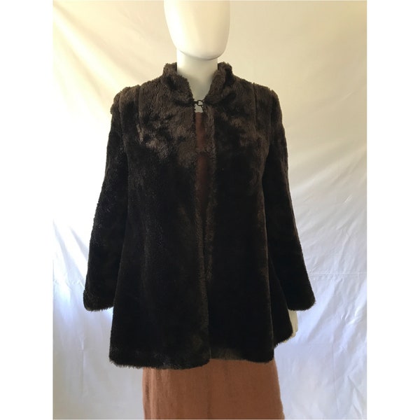 Vintage 70s Topshop Brown Teddy Fur Jacket