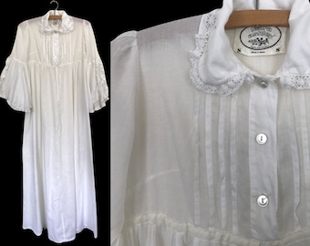 Laura Ashley 70s Wales Vintage White Nightdress Night Gown Dress Smock | XS 6