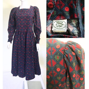 Vintage 80s Laura Ashley Needle Corduroy Midi Dress, S