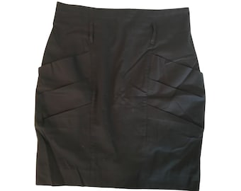 Gonna corta elasticizzata in cotone nero vintage Y2K BCBG Hank Azria / 6 / UK 10