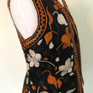 Vintage Suzani Ottoman Hand Silk Embroidered Waistcoat Vest | XS 6 | Afghan Boho image 6