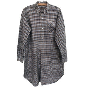 Vintage Kariertes Baumwolle Langes Arbeitshemd, Smok Hemd Kleid, Kariertes Hemd, Nachthemd