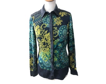 90's Silk Shirt Gianni Versace Couture Blouse Shirt Animal Print