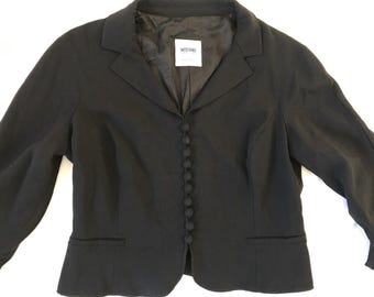 Vintage Moschino Cheap & Chic Italy Black Fitted Jacket | S | Elbow Sleeves