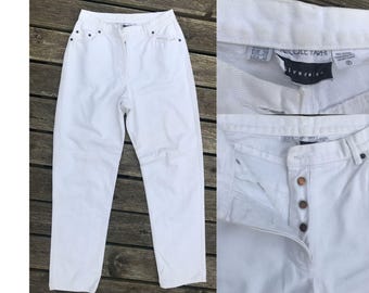 Vintage Nicole Farhi Diversion Designer White High Waist Jeans | 38” S M